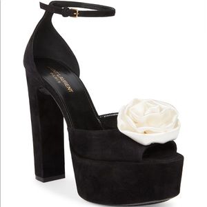 Saint Laurent Black Suede Jodie Platform Sandals